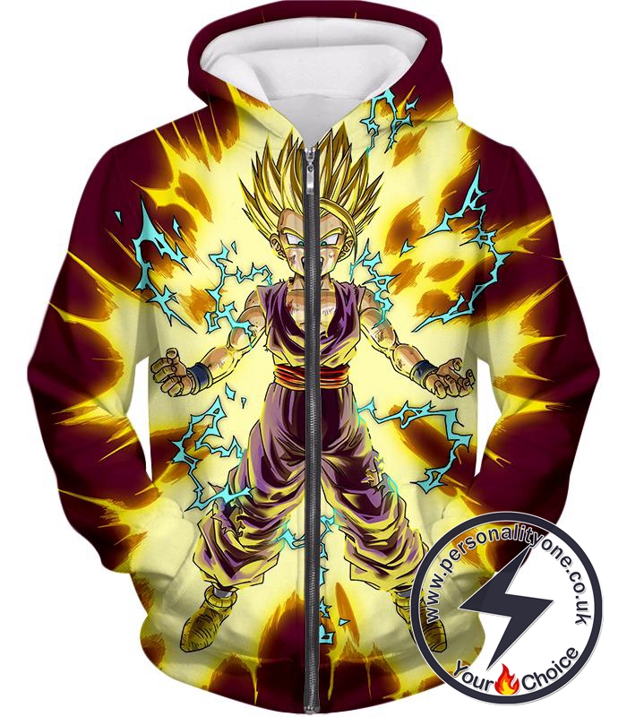 Dragon Ball Super Ultimate Fighter Super Saiyan 2 Gohan Rising Action Anime Zip Up Hoodie